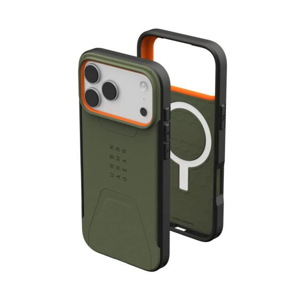 Чохол для смартфона URBAN ARMOR GEAR iPhone 17 Pro Max, Civilian MagSafe, Olive/Orange (114546117297) (UA)