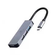 USB-хаб Cablexpert USB Type-C 4-в-1 Grey (UHB-CM-U3P1U2P3-01) (UA)
