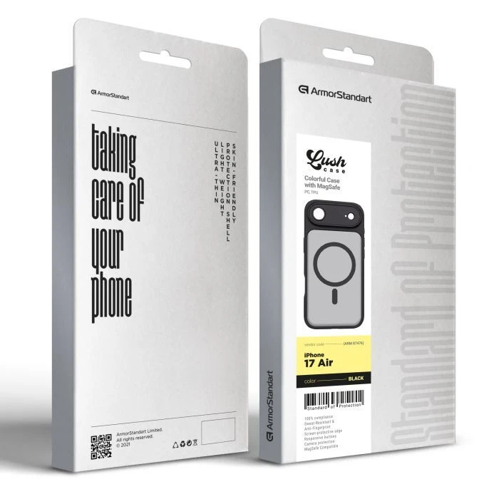 Чохол для мобільного телефону Armorstandart Lush MagCase Apple iPhone 17 Air Black (ARM87476) (UA) ; Колір: чорний;