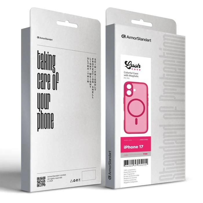 Чохол для мобільного телефону Armorstandart Lush MagCase Apple iPhone 17 Pink (ARM87484) (UA) ; Колір: рожевий;