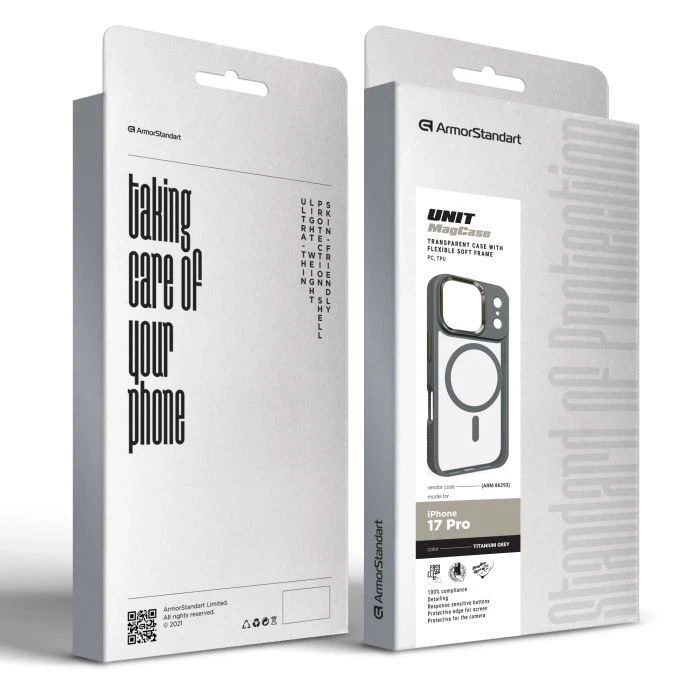Чохол для мобільного телефону Armorstandart Unit MagCase Apple iPhone 17 Pro Titanium Grey (ARM86293) (UA) ; Колір: сірий;