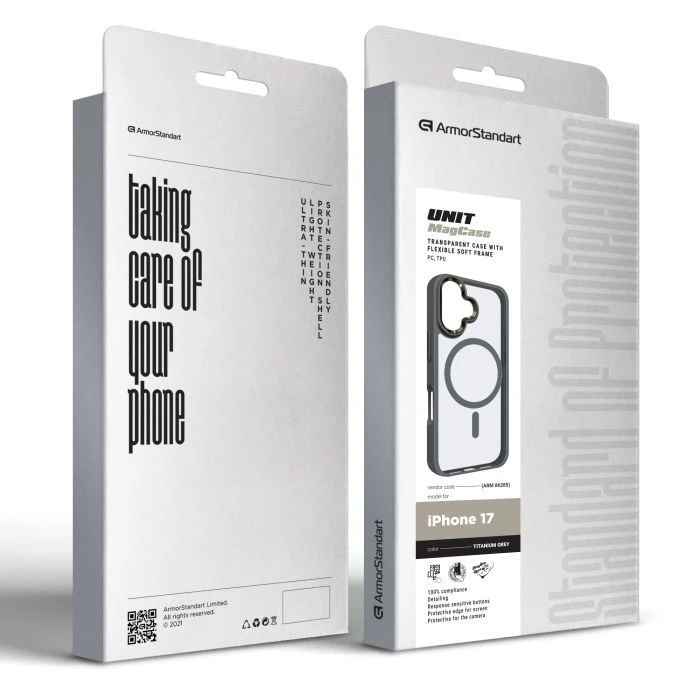 Чохол для мобільного телефону Armorstandart Unit MagCase Apple iPhone 17 Titanium Grey (ARM86285) (UA) ; Колір: сірий;