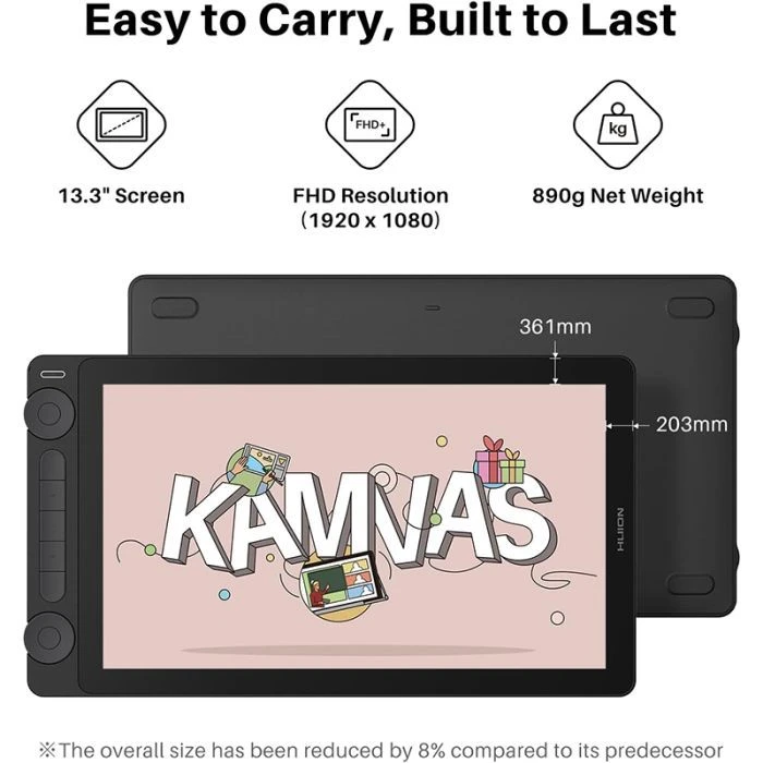 Huion Kamvas 13 Gen 3 Black + рукавичка (GS1333) (UA) ; Разрешающая способность: 5080 lpi;