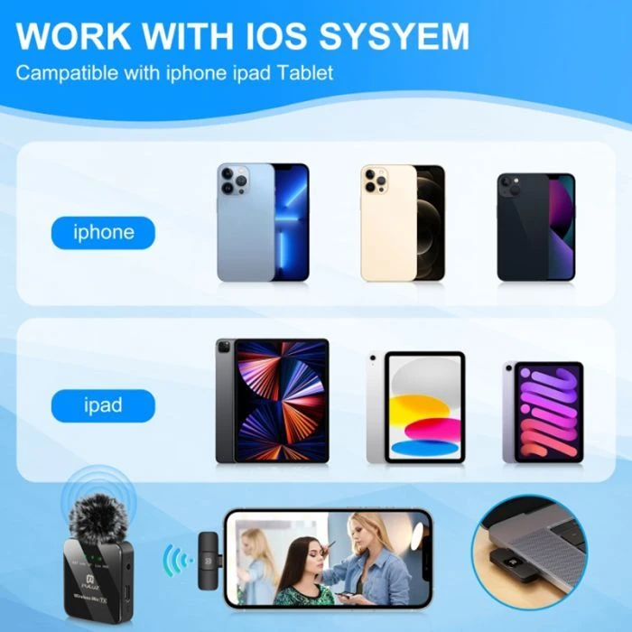 Puluz для iPhone/iPad 8-контактний приймач Black (PU645B) (UA) ; Призначення: петличний;