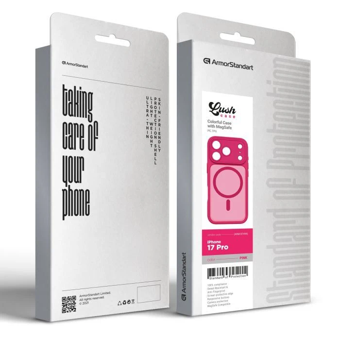 Чехол для мобильного телефона Armorstandart Lush MagCase Apple iPhone 17 Pro Pink (ARM87494) (UA) ; Цвет: розовый;