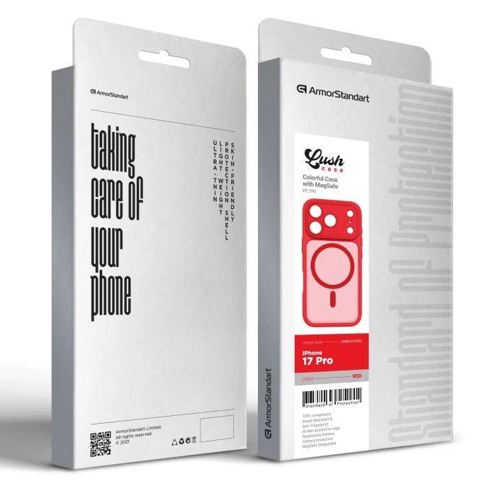 Чохол для мобільного телефону Armorstandart Lush MagCase Apple iPhone 17 Pro Red (ARM87495) (UA) ; Колір: червоний;