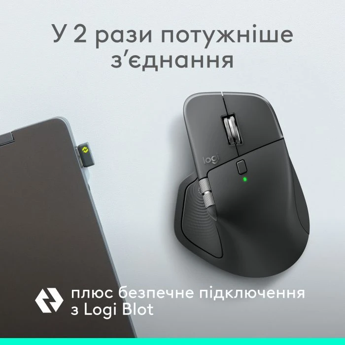 Logitech MX Master 4 for Business Wireless/Bluetooth Graphite (910-007617) (UA) ; Підключення: бездротове;