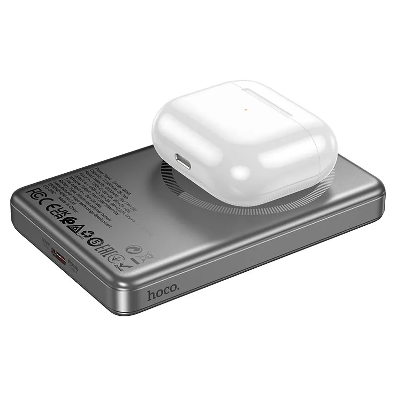 Power Bank Hoco Q26A 10000mAh PD/QC 20W USB-C 3in1 MagSafe (metal gray) Номінальна: 10000 мА·год
