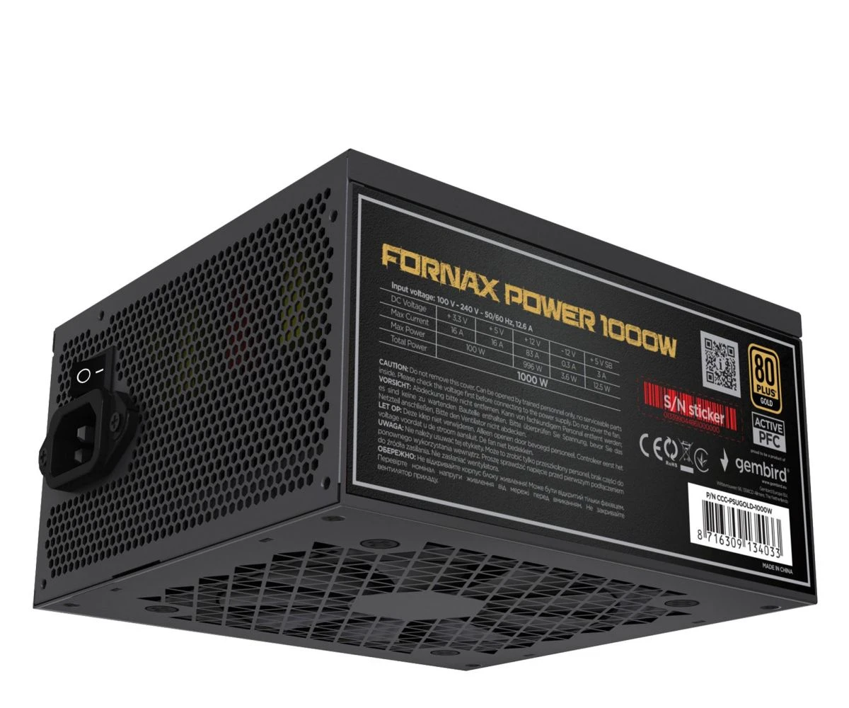 Gembird Fornax 1000W 80 Plus Gold (CCC-PSUGOLD-1000W) EU
