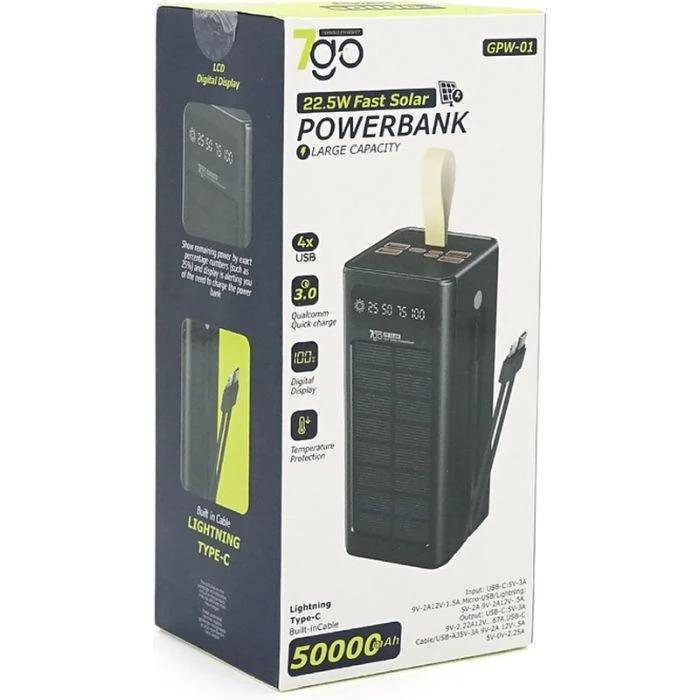 7GO 50000mAh PD/22.5 Solar Black (GPW-01 / 45006) (UA)