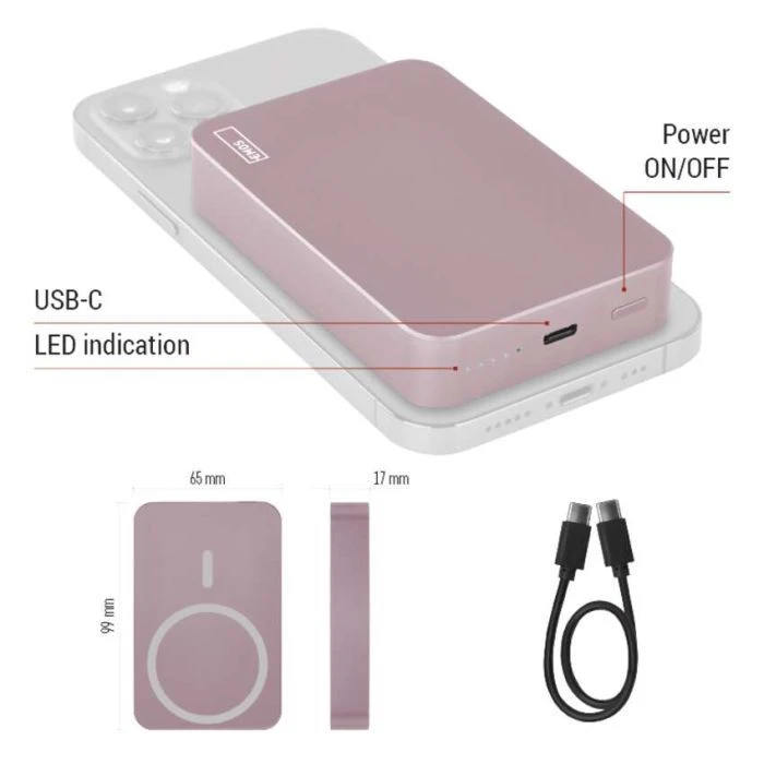 EMOS 10000mAh WI1046, 20W, Wireless, salmon (B0551S) (UA)