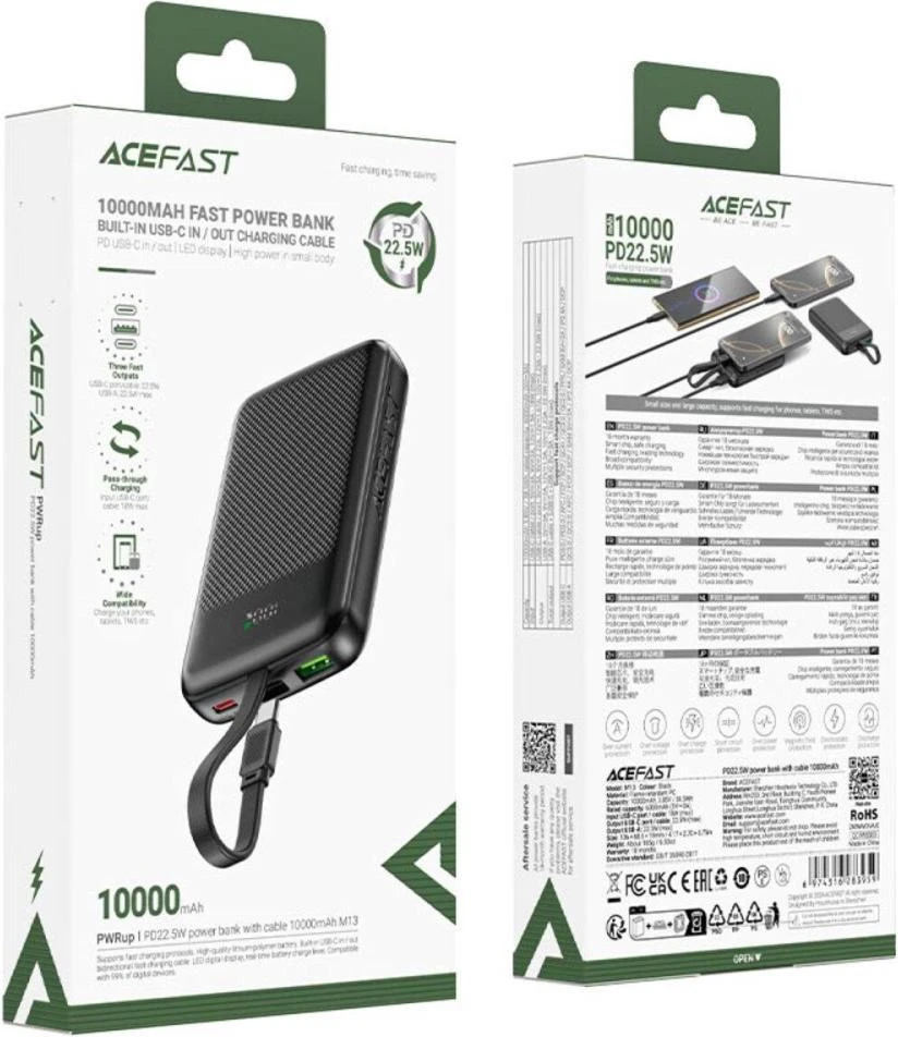 Acefast M13 10000mAh Black (6974316283959) (UA)