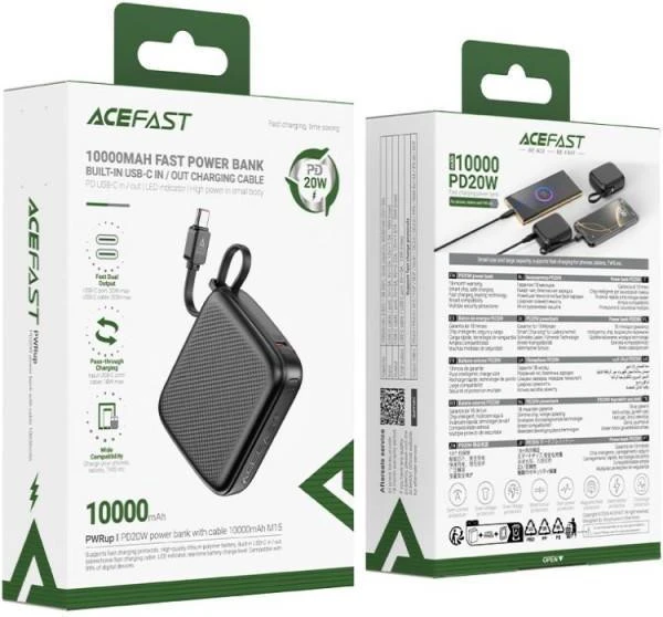 Acefast M15 10000mAh PD20W Black (6974316283973) (UA)