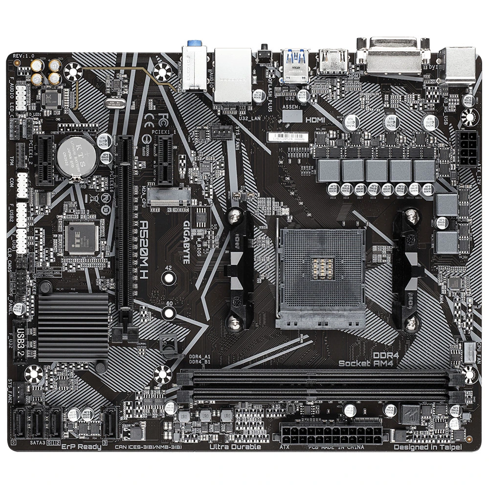 GIGABYTE A520M H ARGB (UA) Бренд: GIGABYTE; Тип разъема CPU: Socket