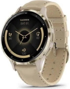Смарт-годинники Garmin Venu 3S Soft Gold S. Steel Bezel з корпусом French Gray та шкіряним ремінцем (010-02785-55)