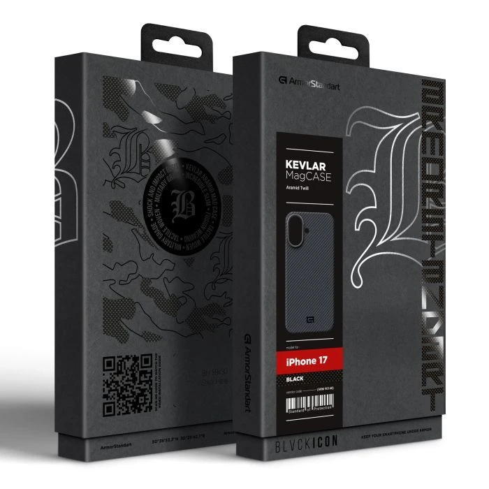 Чохол для мобільного телефону Armorstandart BlackIcon Aramid Twill MagCase Apple iPhone 17 Black (ARM90148) (UA)