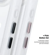 Чехол для мобильного телефона Armorstandart Unit MagCase Apple iPhone 17 Air Clear Silver + Pink Button Set (ARM90584) (UA)