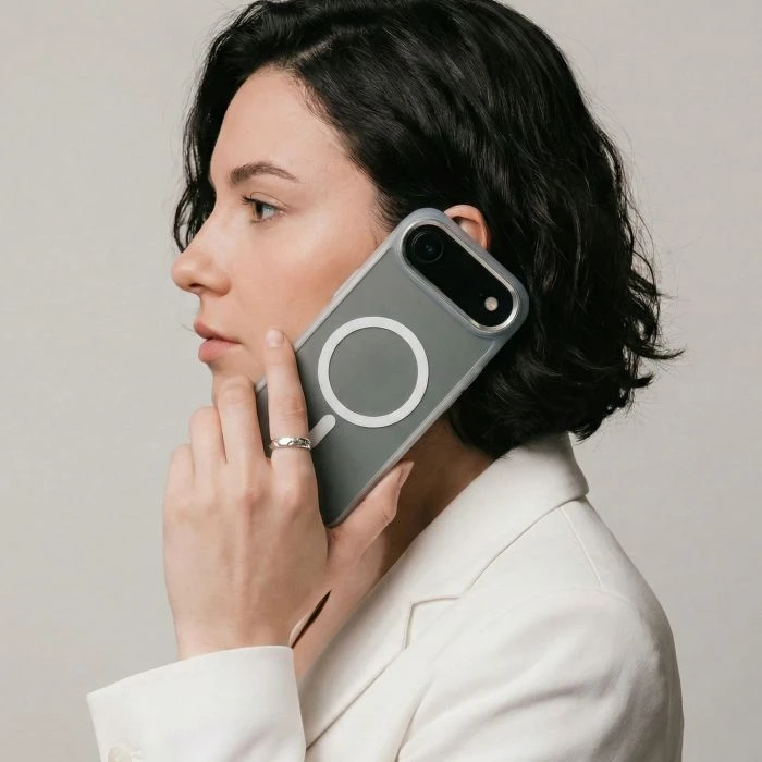 Чехол для мобильного телефона Armorstandart Unit MagCase Apple iPhone 17 Air Clear Silver + Pink Button Set (ARM90584) (UA)