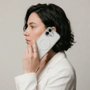 Чехол для мобильного телефона Armorstandart Unit MagCase Apple iPhone 17 Clear Silver + Orange Button Set (ARM90581) (UA)