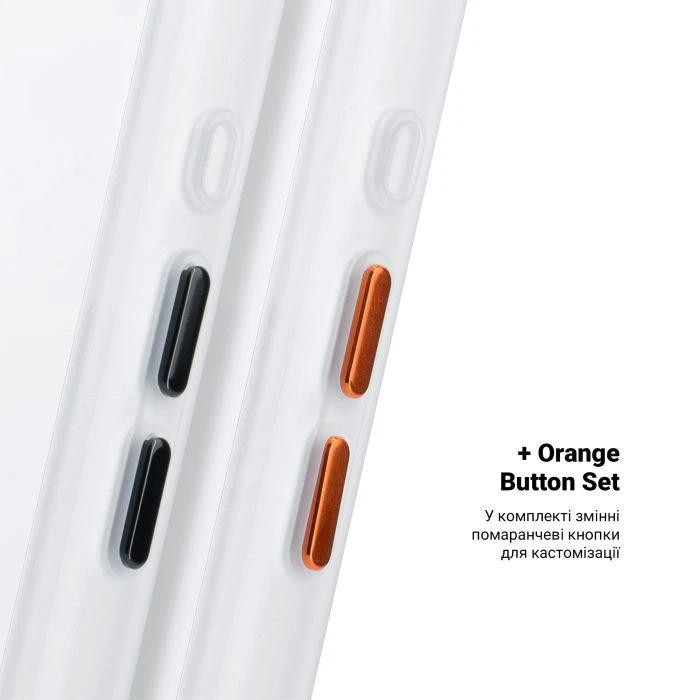 Чохол для мобільного телефону Armorstandart Unit MagCase Apple iPhone 17 Clear Silver + Orange Button Set (ARM90581) (UA)
