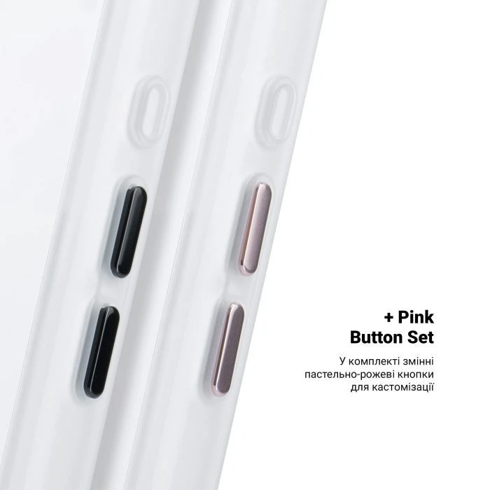 Чохол для мобільного телефону Armorstandart Unit MagCase Apple iPhone 17 Clear Silver + Pink Button Set (ARM90580) (UA)