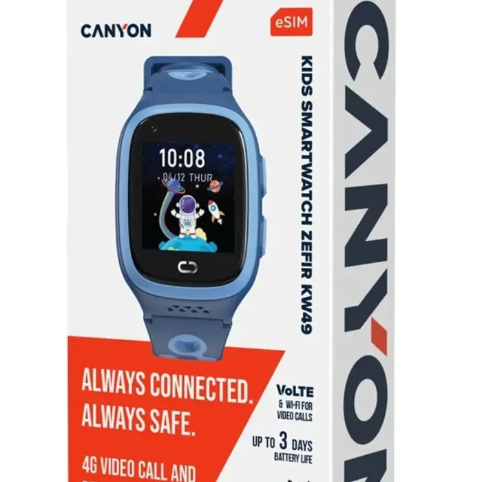Смарт-годинники Canyon ZEFIR KW-49 E-SIM 4G GPS Blue (CNE-KW49BL) (UA)