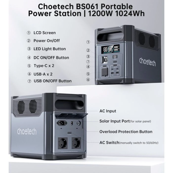 Зарядная станция Choetech BS0061 1200W 1024Wh (BS061) (UA)