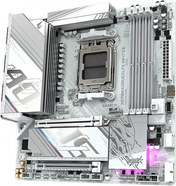 GIGABYTE X870M AORUS ELITE WIFI7 ICE (UA) Бренд: GIGABYTE; Тип разъема CPU: Socket