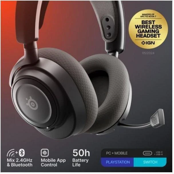 Навушники з мікрофоном SteelSeries Arctis Nova 7 Wireless Gen 2 Black (61730)