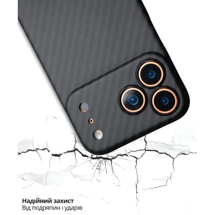 Чохол для мобільного телефону BeCover FIBRA Carbonite MagSafe Apple iPhone 17 Pro Black (715409) (UA)