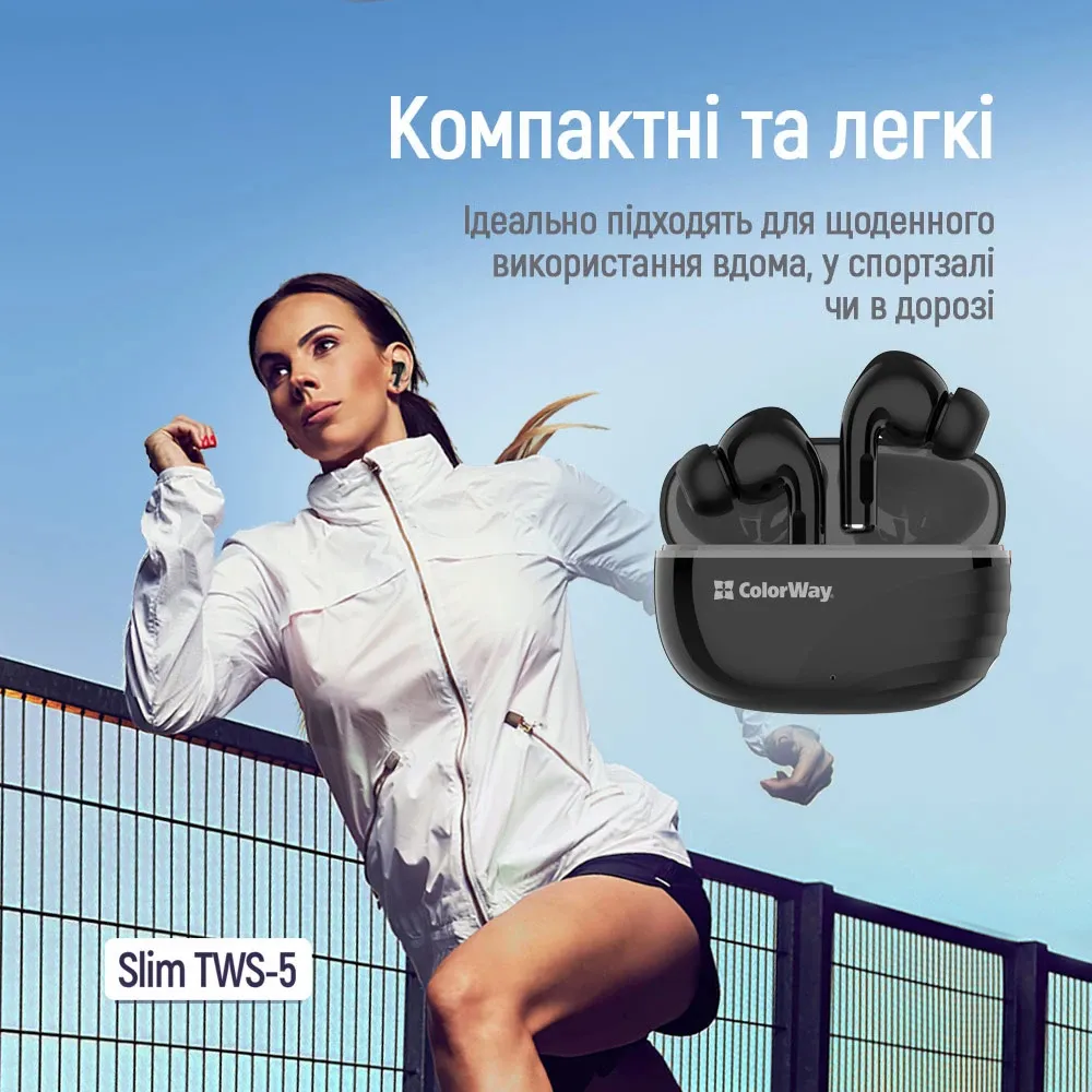 СolorWay Slim TWS-5 Навушники Black (CW-TWS5BK) (UA)