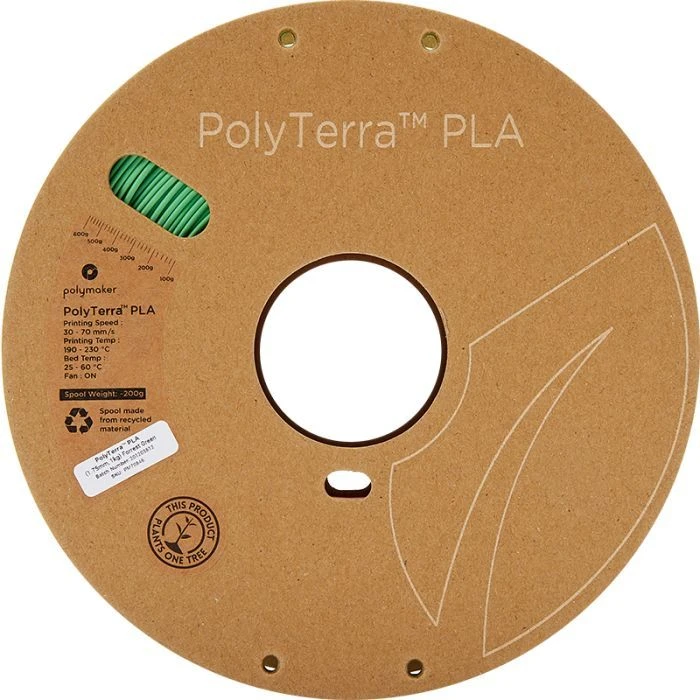 Пластик для 3D-принтера Polymaker PLA PolyTerra 1,75mm 1kg FORREST GREEN (PM70846) (UA) Тип пластика: PLA; Диаметр: 1.75 мм;