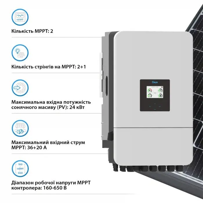 Солнечный инвертор Deye SUN-16K-SG05LP3-EU-SM2, 16 кВт (SUN-16K-SG05LP3-EU-SM2) (UA)