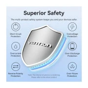 Vention 20000mAh 22,5W Fast Charging, with built-in USB-C cable, Black (FKBB0-C) (UA)