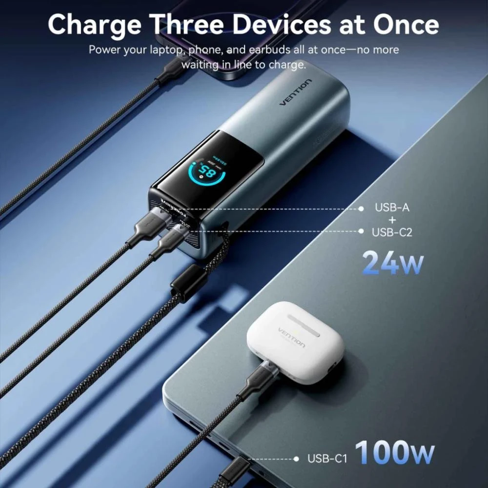 Vention 27000 mAh 200W with Built-in USB-C Gray (FKGH0) (UA) Бренд: Vention; Заряжаемые