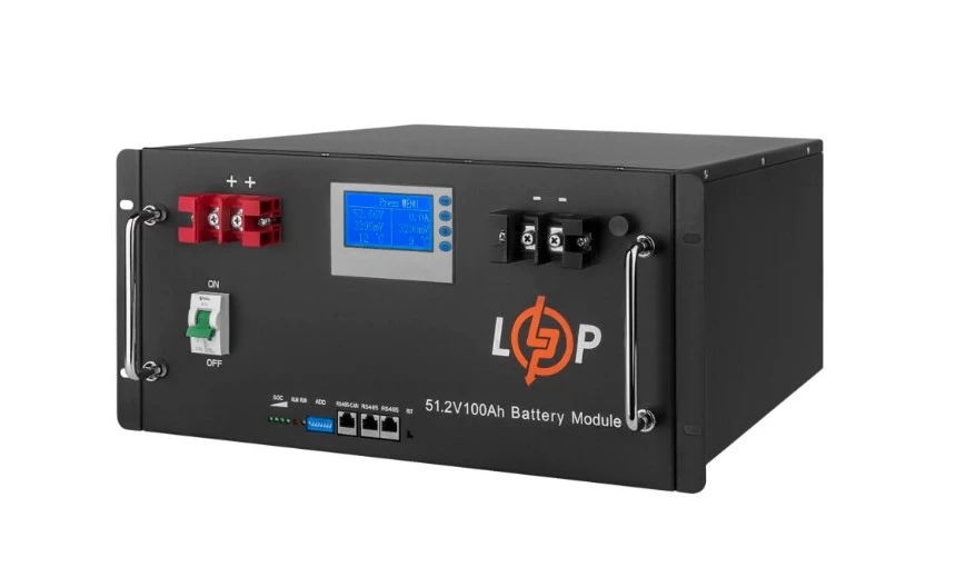 Акумуляторна батарея LogicPower 48V 100 AH (5120Wh) LCD Smart (BMS 100A/100А) LiFePO4 (UA) Номінальне напруження: 48 В;