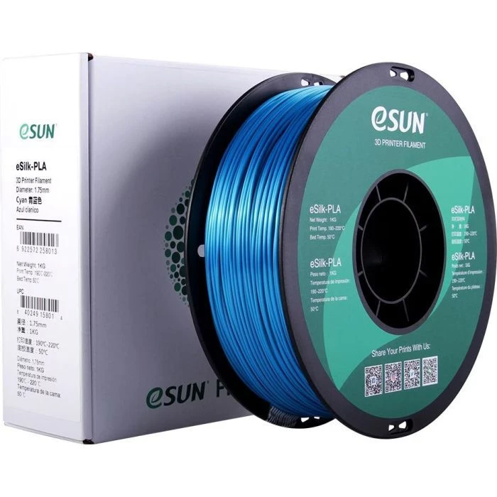 Пластик для 3D-принтера eSUN eSilk-PLA 1кг, 1.75мм, cyan (ESILK-PLA175CY1) (UA)