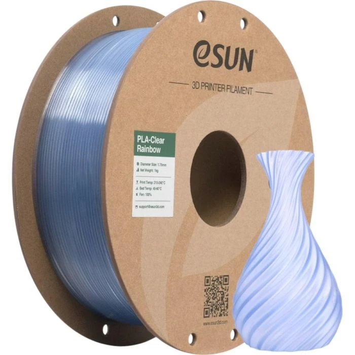 Пластик для 3D-принтера eSUN PLA Clear Rainbow 1,75mm 1kg Blue-Crystal (PLA-CLRB175O-CB1P1) (UA)