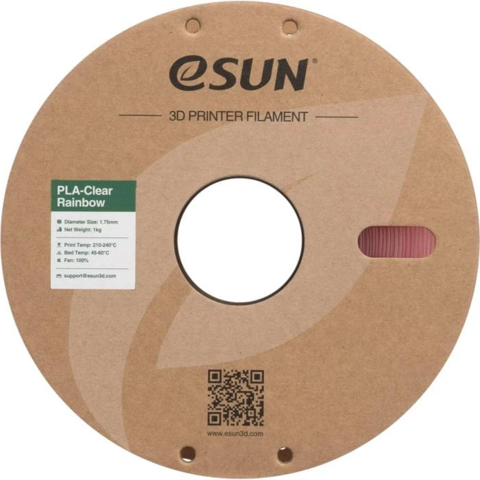 Пластик для 3D-принтера eSUN PLA Clear Rainbow 1,75mm 1kg PINK-Crystal (PLA-CLRB175O-CP1P1) (UA)