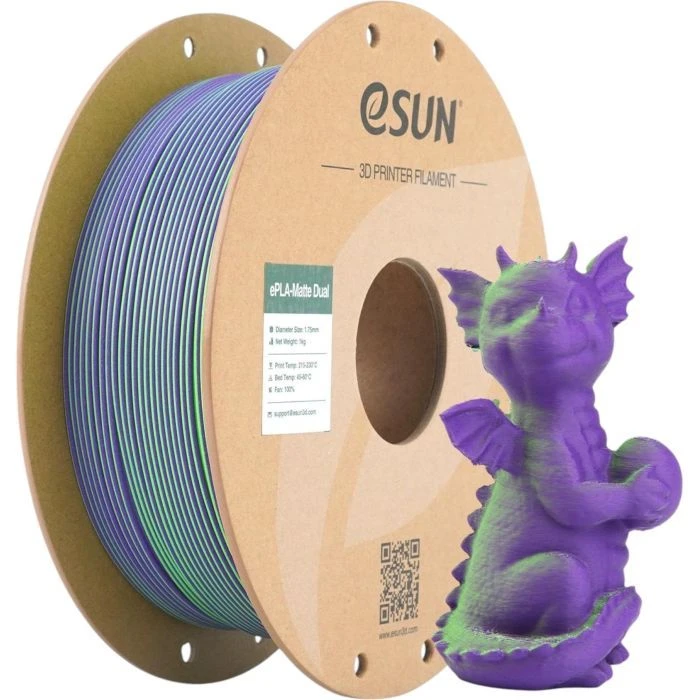 Пластик для 3D-принтера eSUN PLA matte dual 1,75mm 1kg GREEN PURPLE (PLA-MTD175B-GZ1P1) (UA)