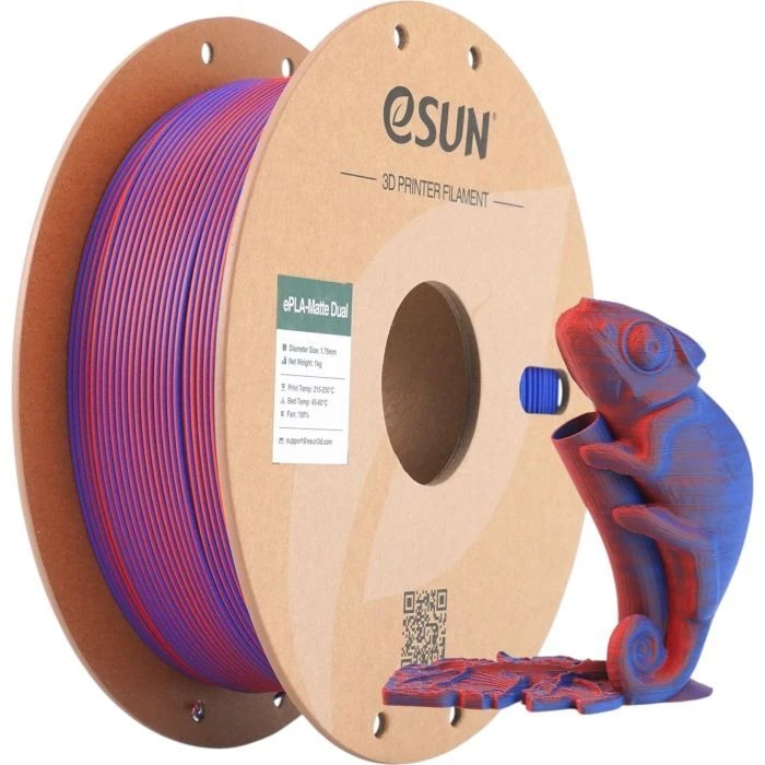 Пластик для 3D-принтера eSUN PLA matte dual 1,75mm 1kg RED BLUE (PLA-MTD175B-RU1P1) (UA)