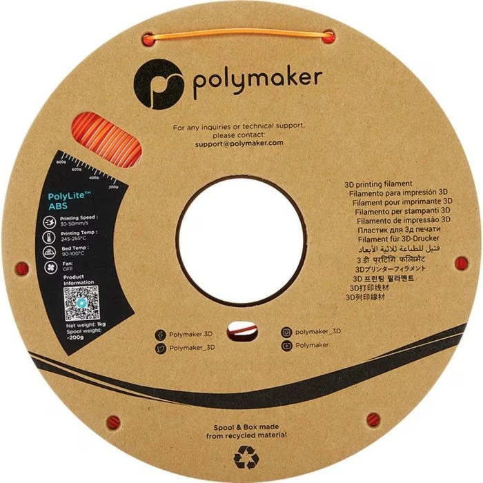 Пластик для 3D-принтера Polymaker ABS POLYLITE 1,75mm 1kg ОРАНЖЕВИЙ (PE01009) (UA)