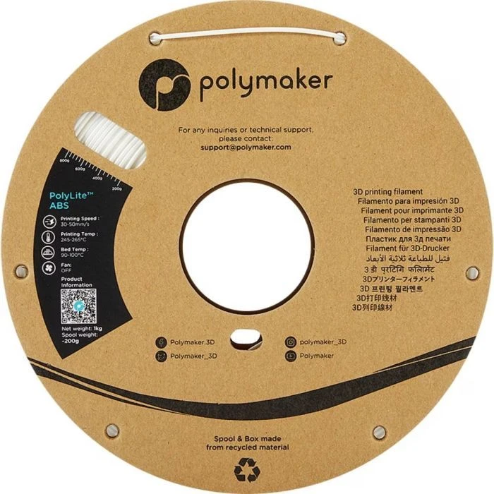 Пластик для 3D-принтера Polymaker ABS POLYLITE 1,75mm 1kg БІЛИЙ (PE01002) (UA)