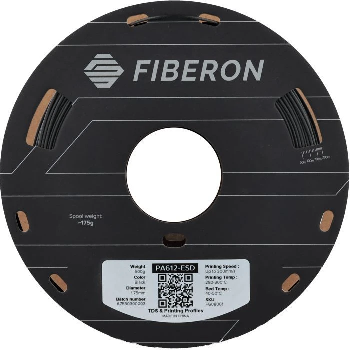 Пластик для 3D-принтера Polymaker Fiberon PA612-ESD 1,75mm 0,5kg ЧОРНИЙ (FG08001) (UA)