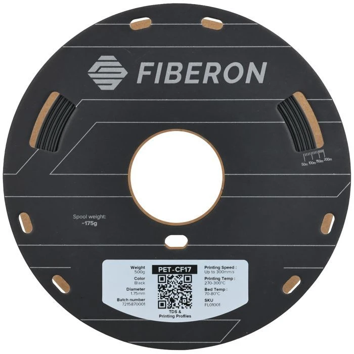 Пластик для 3D-принтера Polymaker Fiberon PET-CF17 1,75mm 0,5kg ЧОРНИЙ (FL01001) (UA)