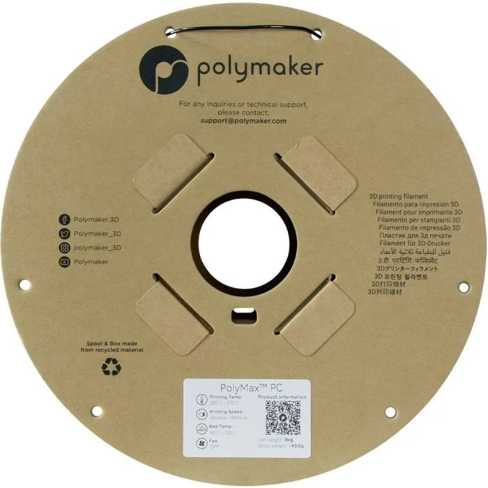 Пластик для 3D-принтера Polymaker PC PolyMax TOUGH 1,75mm 3kg BLACK (PC02007) (UA)