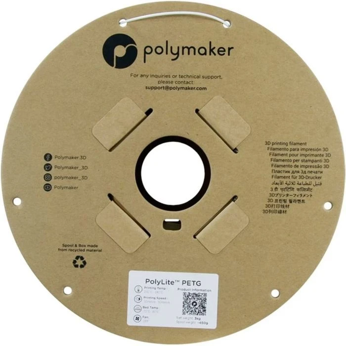 Пластик для 3D-принтера Polymaker PETG POLYLITE 1,75mm 3kg WHITE (PB01052) (UA)
