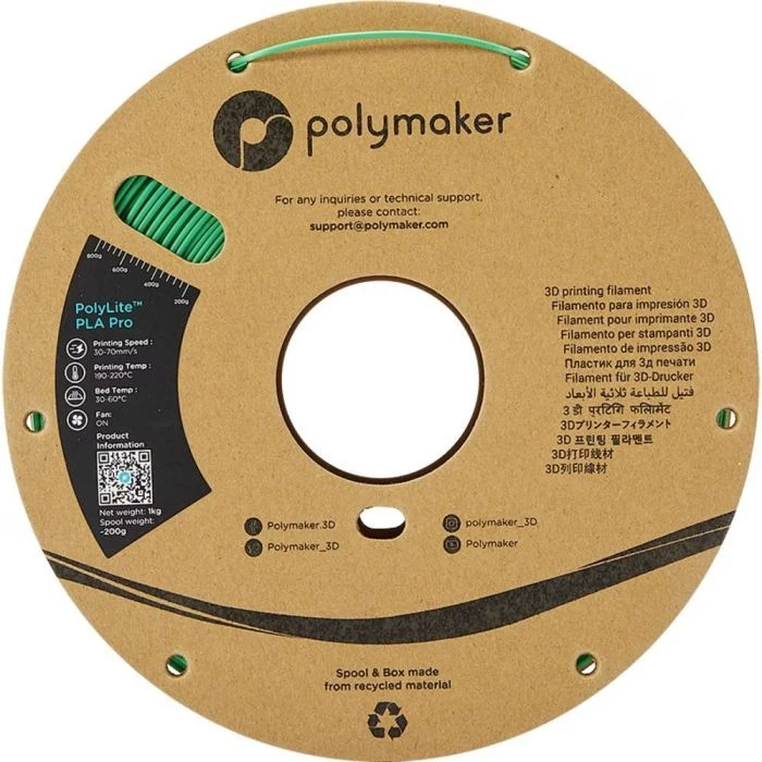 Пластик для 3D-принтера Polymaker PLA POLYLITE PRO 1,75mm 1kg ЗЕЛЕНИЙ (PA07008) (UA)
