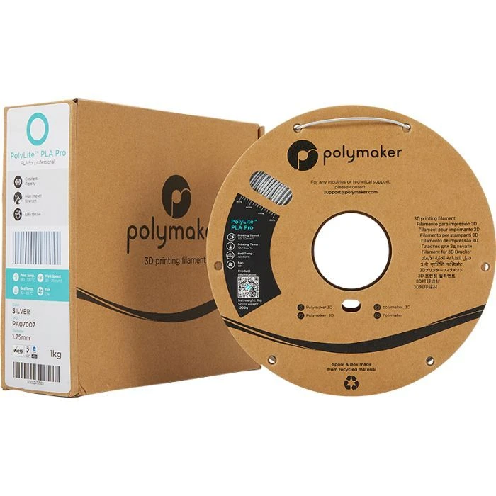Пластик для 3D-принтера Polymaker PLA POLYLITE PRO 1,75mm 1kg METALLIC SILVER (PA07007) (UA)