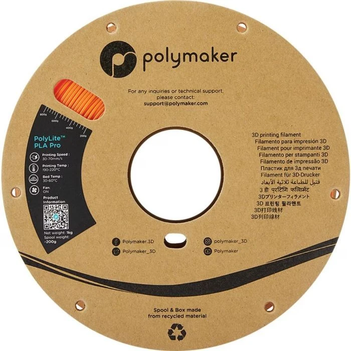 Пластик для 3D-принтера Polymaker PLA POLYLITE PRO 1,75mm 1kg ОРАНЖЕВИЙ (PA07010) (UA)